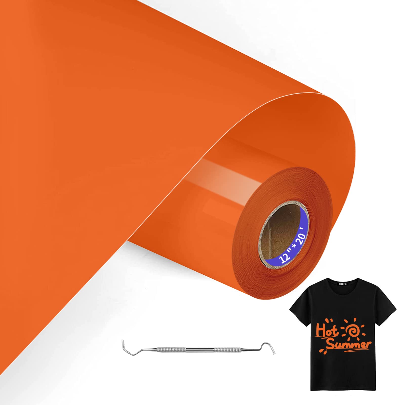 MeYuxg Plotter Film Textile Orange – 30.5 cm x 6 m Plotter Film for Textile, Heat Transfer Vinyl for Cricut & Cameo – Easy to Cut & Webbing for Flex Film Plotter Textile Design (Orange Red)