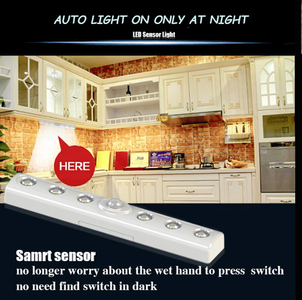 Pia Sensor Night Light Mini Portable Stick-on Anywhere Wardrobe Light Battery-Powered Daylight White for Bedside Mirror Table Hallway