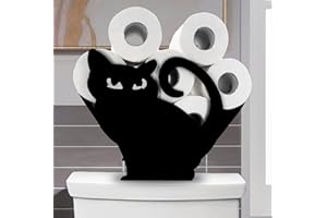EUIROET Black Cat Metal Toilet Tissue Holder,Animal Paper Holders,Decorative Metal Paper Holder,Cute Cat Toilet Paper Storage for Bathrooms,FreeStanding Metal Toilet Paper Organizer Hold Extra 8 Rolls