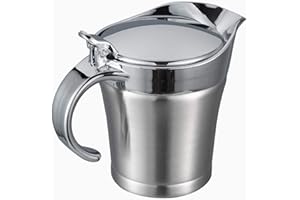 N&P 16OZ Gravy Boat Stainless Steel Gravy Warmer Serving Sauce Jug with Lid 450ML