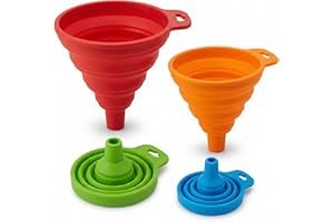 Kitchen Funnel 4 Pack Set, Small and Large, Collapsible Multi Size Funnels, Kitchen Gadgets Accessories, Food Grade Silicone(