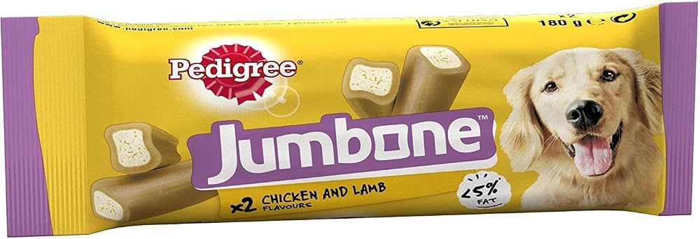 Pedigree Jumbone Medium Dog Treats Chicken Lamb 12 x 180 g Pack 24 Chews