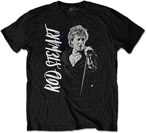 Rock Off Rod Stewart Admat Unisex Black T Shirt: Amazon.co.uk: Clothing