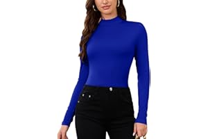 LOMON Women Thermal Long Sleeve Shirts Mock Turtle Neck Fitted Tops Fleece Lined Winter Tops Base Layer Undershirt