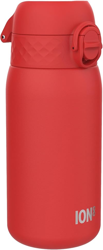Ion8 Lightweight Steel Kids Water Bottle 400ml Red Leak Proof