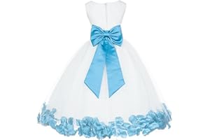 EKIDSBRIDAL Ivory Tulle Rose Floral Petals Toddler Flower Girl Dresses Bridal Gown 302T