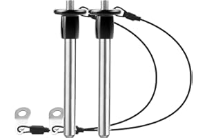 VXCICC 2 Pack 304 Stainless Steel Quick Release Pin 5/16 Inch Diameter Ball Locking Pin with Push Button Round Handle Lanyard Usable Length 2" (8mm x 51mm)