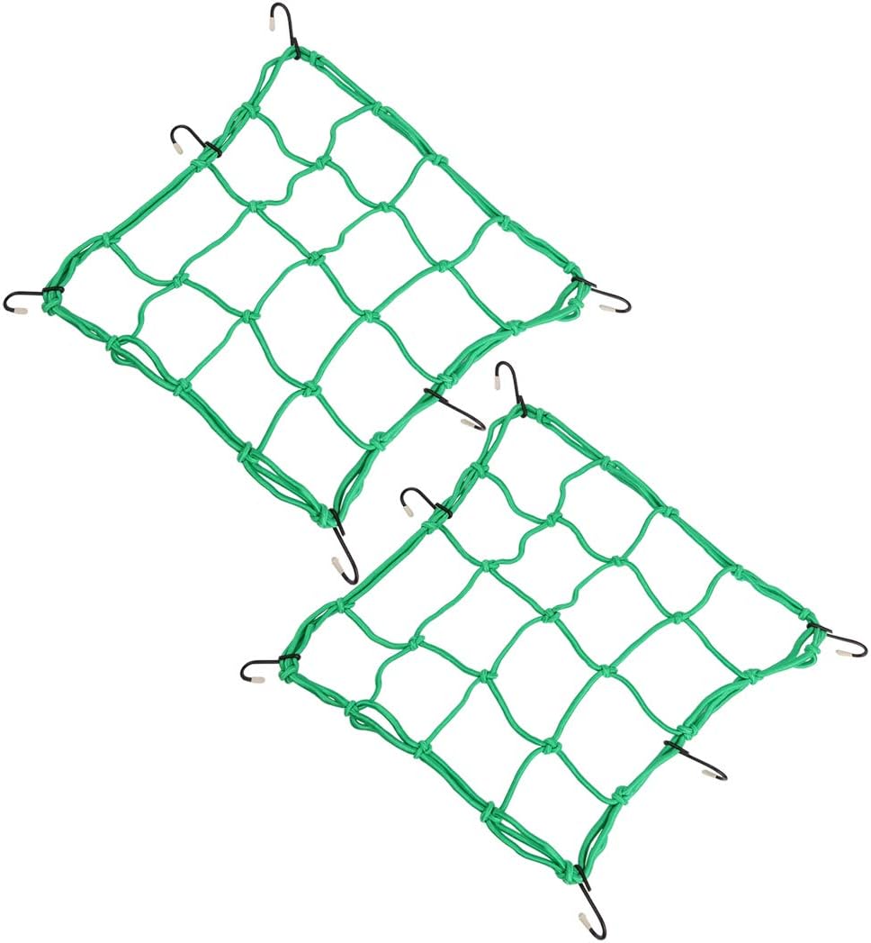 Bungee Net sdoot auto Motorcycle Cargo Net 12x12'' Small Cargo Net, 2 Pack Heavy Duty Bike Bungee Cord Net Stretch to 35'' with 6 Adjustable Iron Hooks