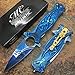 Masters Collection MC-A030BL Spring Assist Folding Knife, Blue Blade, Blue Handle, 4.5-Inch Closed