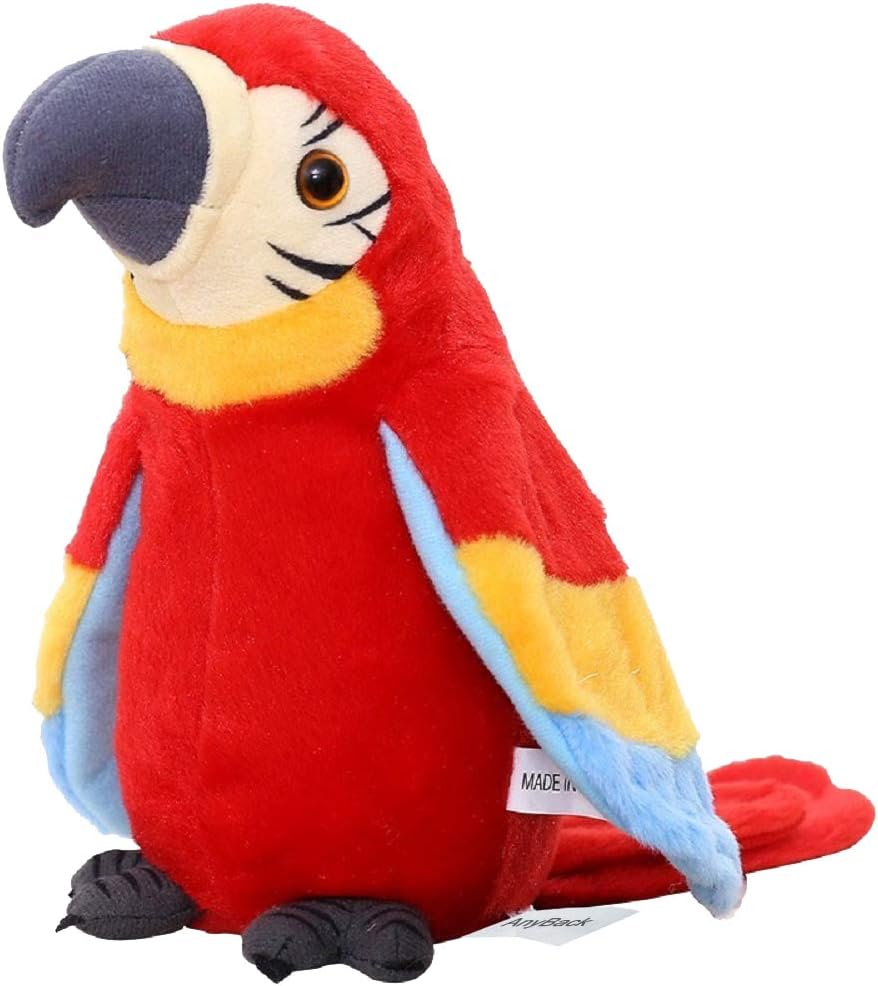 AnyBack Electronic Stuffed Talking Plush Animals Pets Toys Parrot, Talking Parrot Electric Plush Cute Mimicry Pet Animal Repeating Toy Stuffed Animals Toys for Kids Boys Girls Toddlers 1 Pack Red