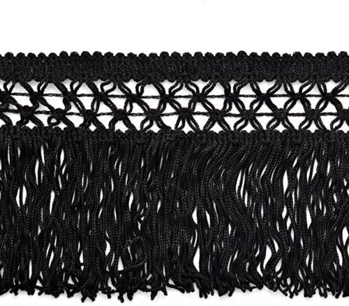 4" Knotted Chainette Fringe for Home Deco, Lamp Shade, Costume, Black, 1 yard, SP-2120