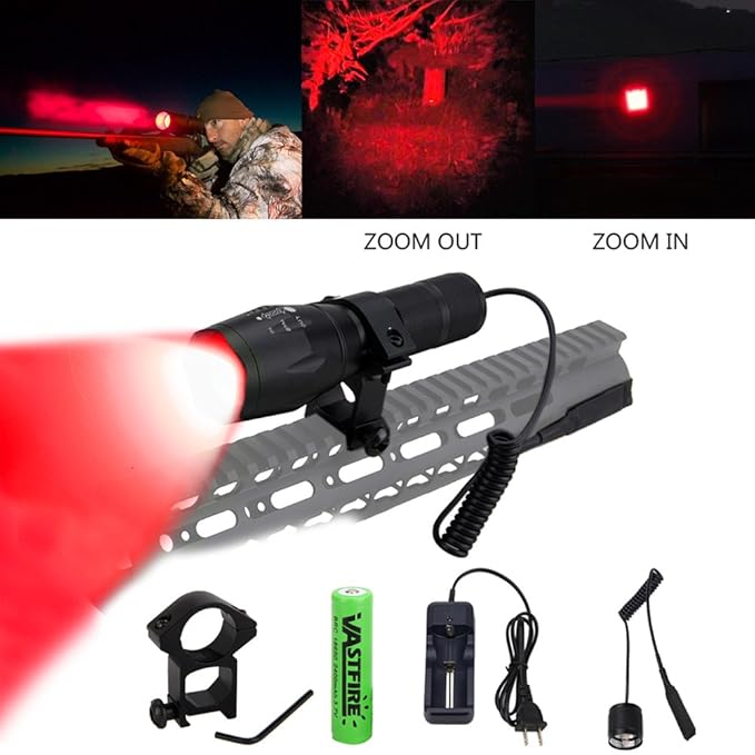 VASTFIRE Red Flashlight Coyote Hunting Light, Adjustable