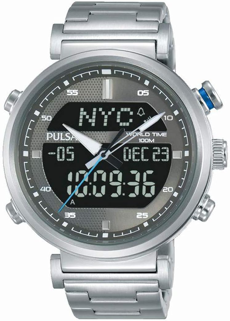 Pulsar Mens Stainless Steel Digital Analog Amazon.ca Watches