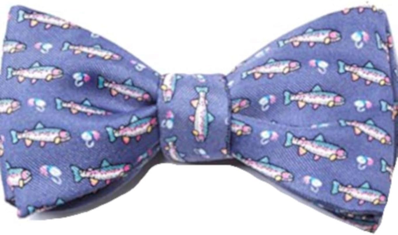 Blue Silk Bow Tie Trout & Fly Self Tie Bow Tie at Amazon Men’s