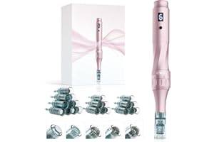 BERBER'S TREAT Professional Microneedling Pen - Adjustable Wireless Microneedle Machine with 22 Replacement Cartridges for Face Home Use (4pcs 16pin+4pcs 24pin+6pcs 36pin+6pcs 42pin+2pcs Nano.) Rose Gold