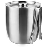 Tiken 3L Double-Wall Vacuum Insulated Ice Bucket with Lid & Tong Stainless Steel Champagne Buckets for Cocktail Bar, Parties & Outdoor