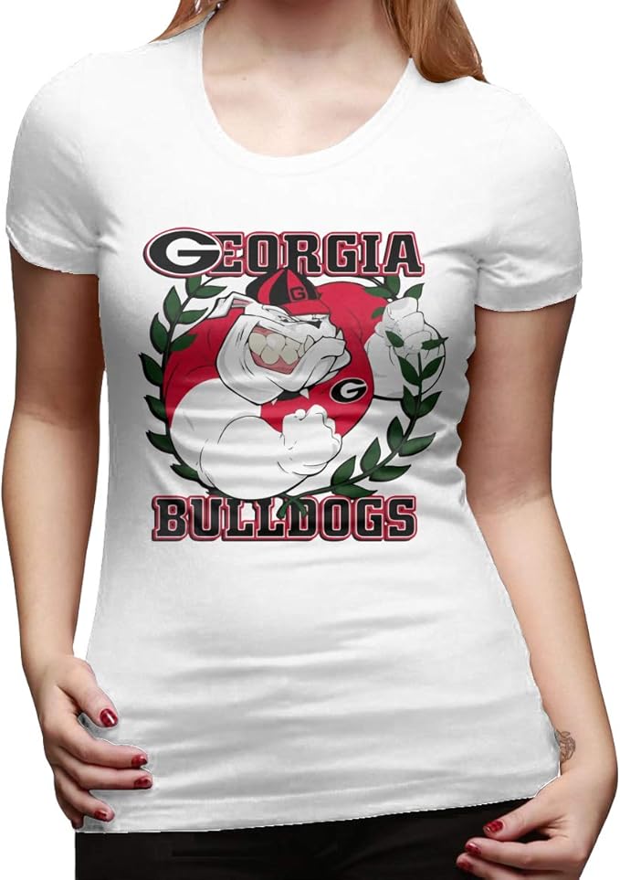 Bulldogs White Women's Short Sleeve Tshirts Crew