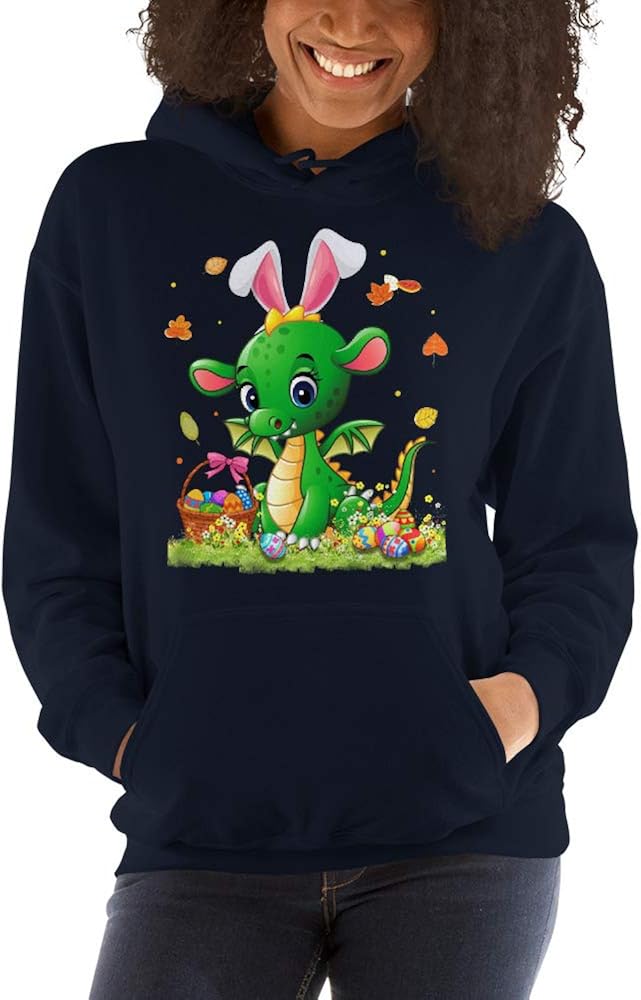 Cute Dragon Wear Bunny Ears Eggs Funny Easter Unisex Hoodie
