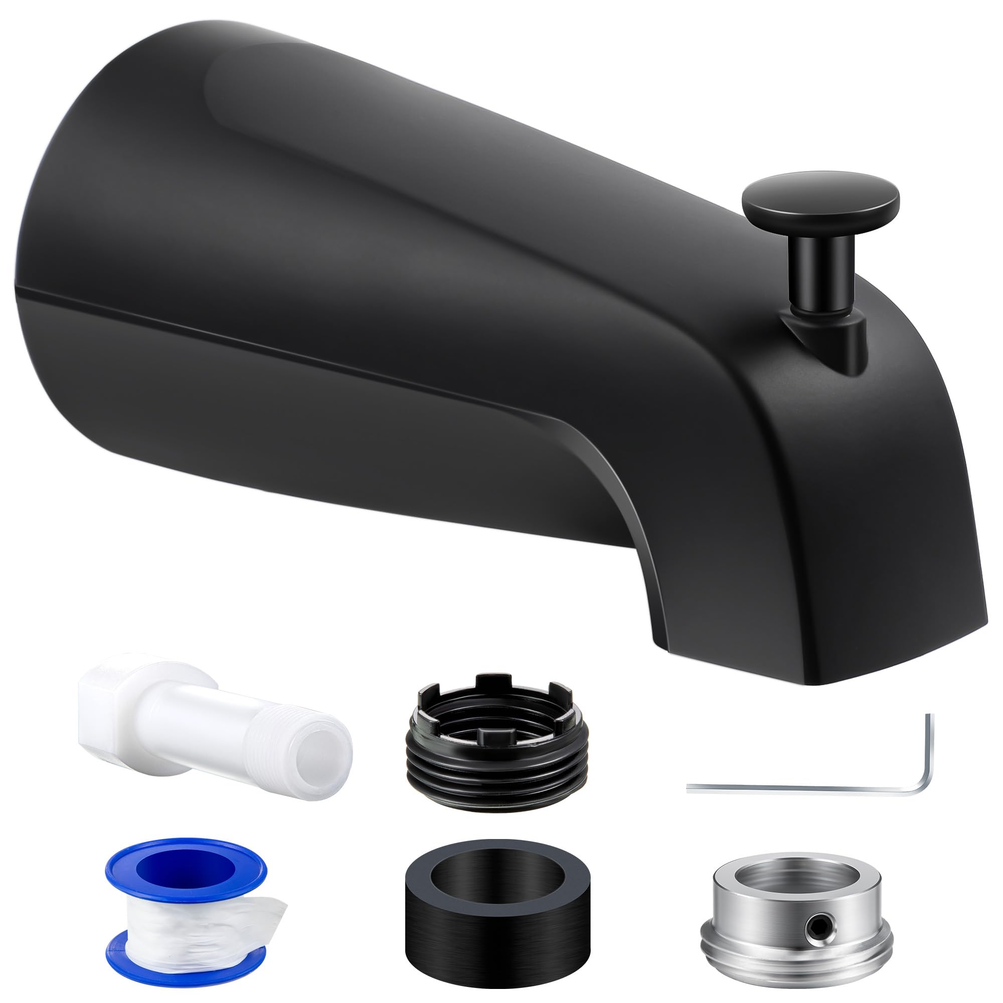 Photo 1 of Dreyoo Tub Spout (Universal Fits 1/2" Copper Pipe, 1/2" IPS and 3/4" IPS), Bathroom Bathtub Faucet with Adapters and Hex Wrench(Matte Black,Simple)