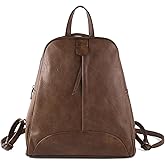 ZWSHEXUAN Vintage Style Leather Backpack Womens Backpack Travel Fashion Designer Ladies Shoulder Bags with Wristlet (Brown)