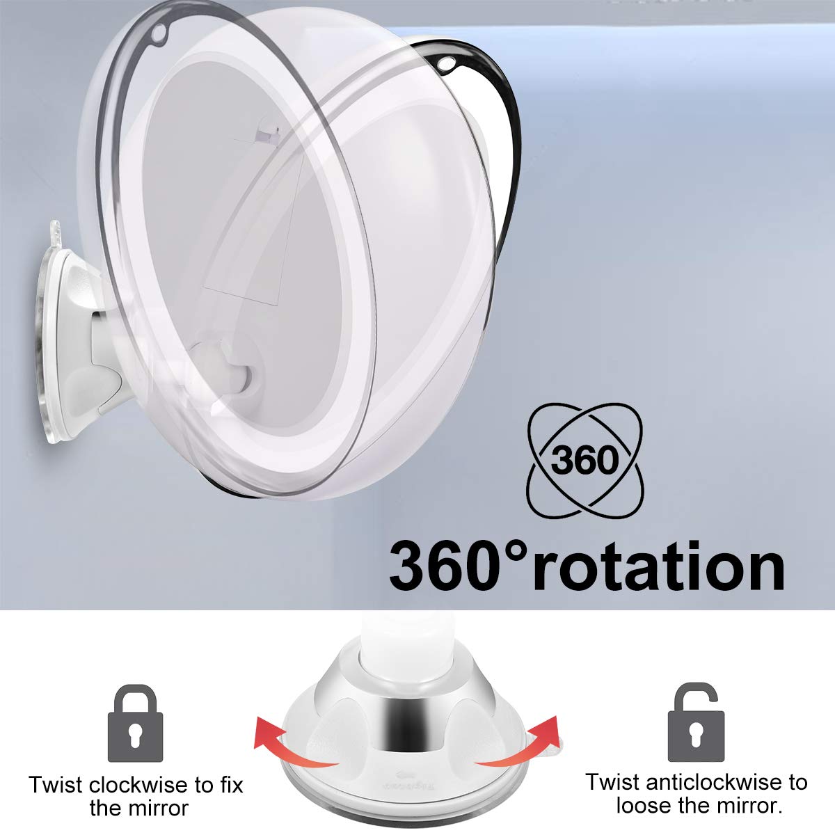 KOOLORBS 10X Magnifying Makeup Mirror with Lights, 3 Color Lighting, Intelligent Switch, 360 Degree Rotation, Powerful Suction Cup, Portable, Good for Tabletop, Bathroom, Traveling: Beauty