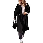 Faleave Women's Notch Lapel Coat Winter Wool Blend Single Breasted Peacoat