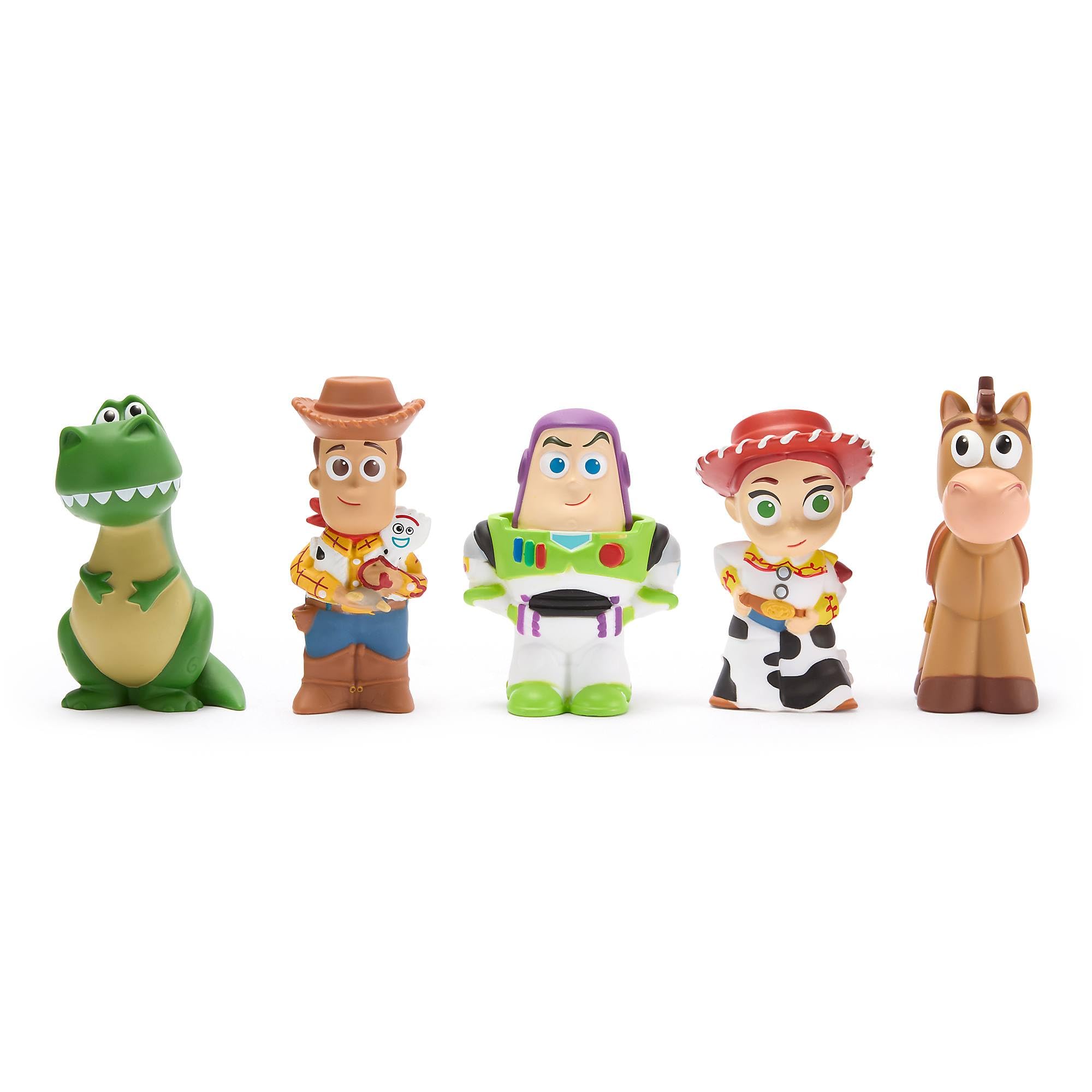 Disney Store Official Toy Story Bath Toy Set, 5 Pc, Includes Buzz Lightyear, Woody, Jessie, Bullseye and Rex, Bucket with Straining Lid, Bath, Paddling Pool and Garden Toy, 6 months+