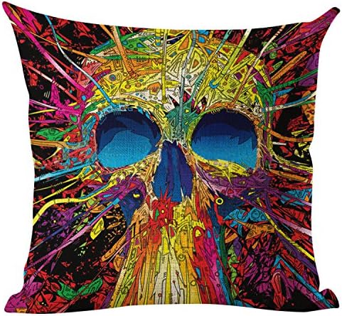 HighFS 18*18" Cotton Linen Skull Decorative Throw Pillows Case Cushion Covers for sofa