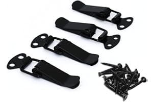 BERYLER Black Toggle Latch, Steel Spring Loaded Toggle Latch, Black Catch Hasp Clamp Clip Lock with Black Steel Drywall Screws for Cabinet, Wooden Case, Box, Chest(4 Pack)