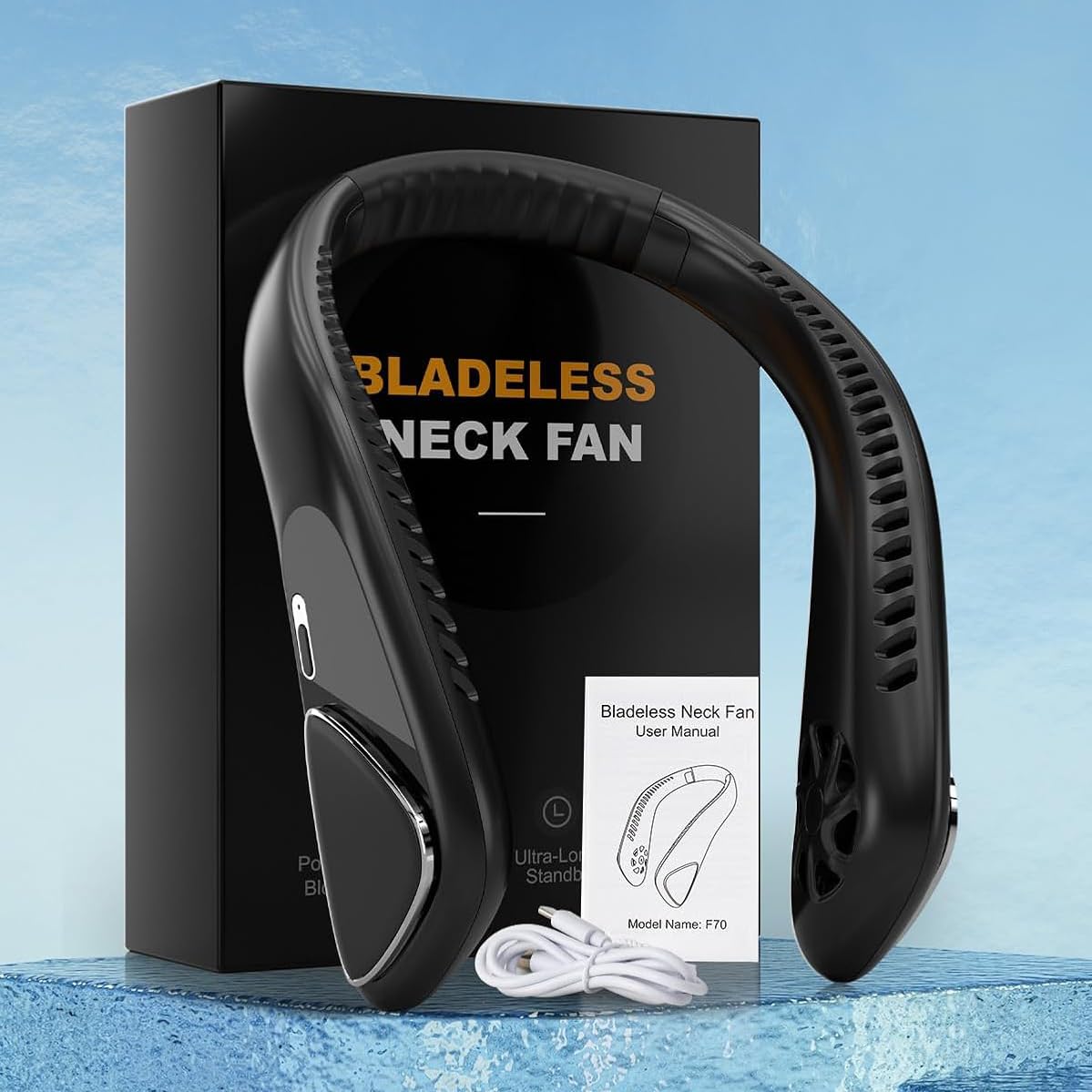 Kternay Bladeless Neck Fan - 6000mAh Portable Neck Fan with 3 Wind Speed,USB Rechargeable Personal Fan, Hands-Free Design USB Fan - Ideal for Outdoor Activities and Travel