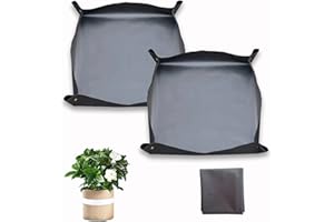 WONDMALL 2 PCS Plant Repotting Mat Indoor Gardening mat Potting Tray Transplanting Planting Mat Large Foldable replanting mat for House Plants(Oxford Fabric) (2 PCS Black Oxford)