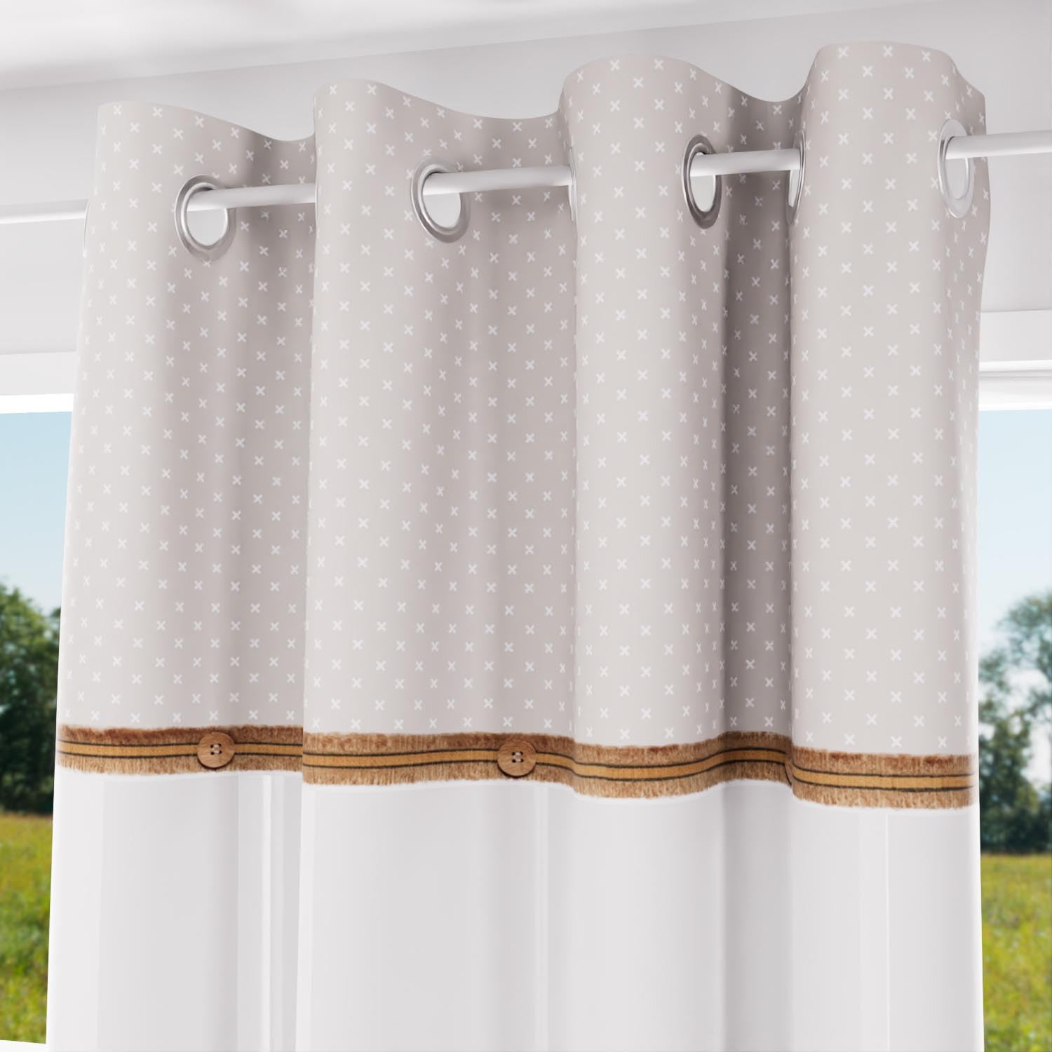 Soleil d'ocre Candice Cotton Voilage, Ecru, 140 x 250 cm