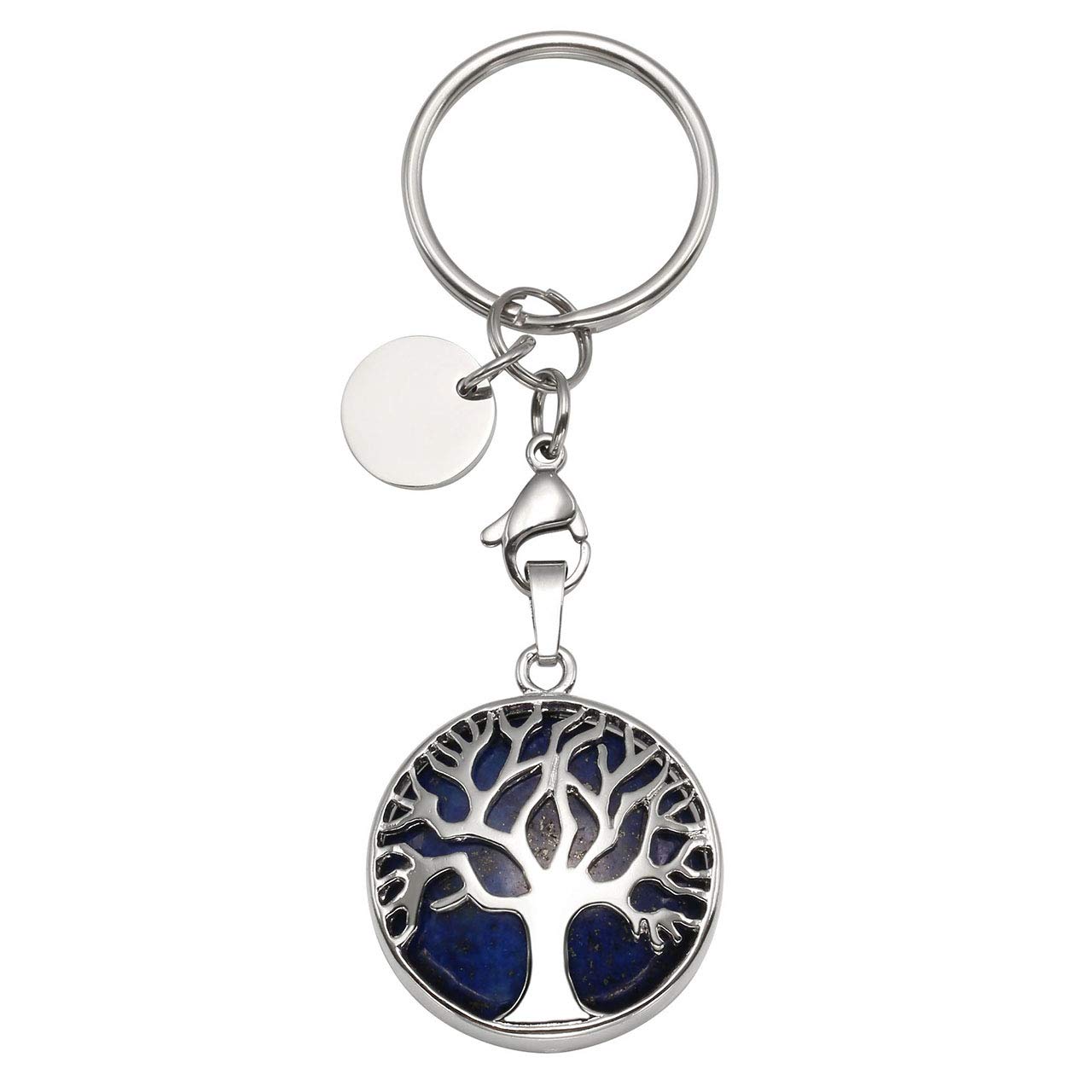 Jovivi Tree of Life Lapis Lazuli Crystal Healing Reiki Chakra Gemstone Keyring Keychain Gifts for Women Christmas Birthday