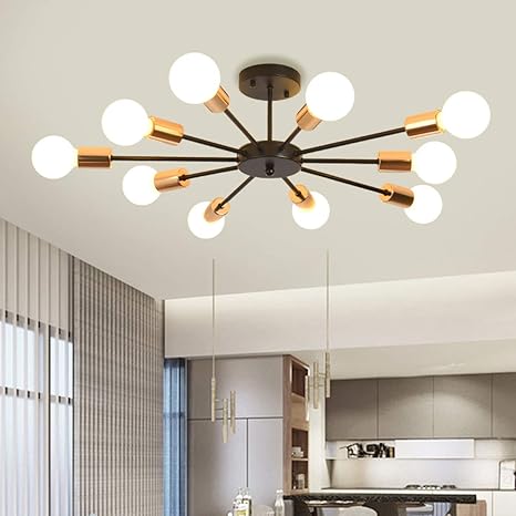 jaycomey sputnik lampara de arana de 10 luces lampara de techo industrial moderna para cocina comedor sala de estar granja e26