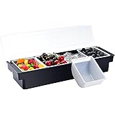 VΒ·RESOURCING Ice Chilled Condiment Caddy,4 Containers(27oz) with Ice Chamber,Ice Cooled Condiment Serving Container with Lid for Salar Bar,Fruit,Veggie,Candy,Snack,Sauce