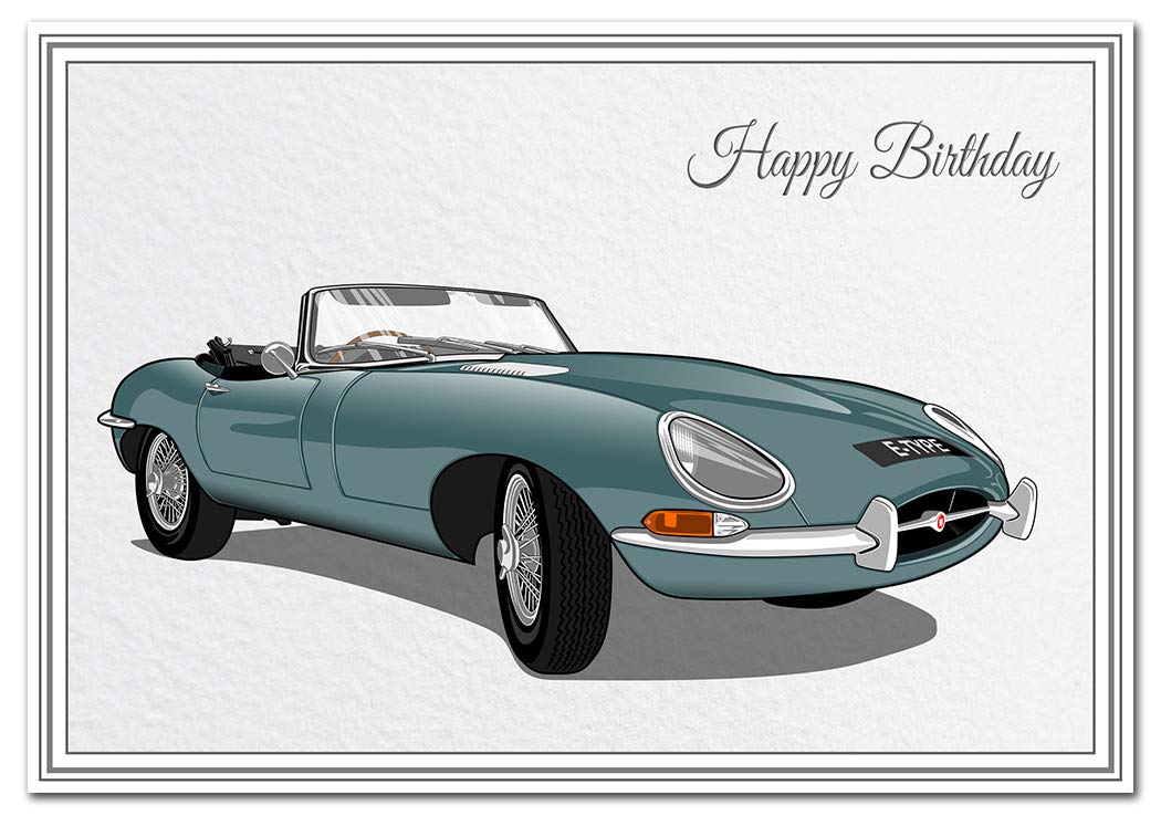 Happy Birthday Card Unique E Type Jaguar Car Premium Quality Modern Design Exclusive Vector Artwork Special