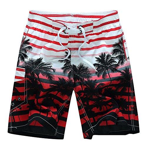LPATTERN Men's Summer Casual Swimming Shorts Beach Beach Board Shorts With Mesh Lining Fashion Coco Printed Beach Pants Red 5XL