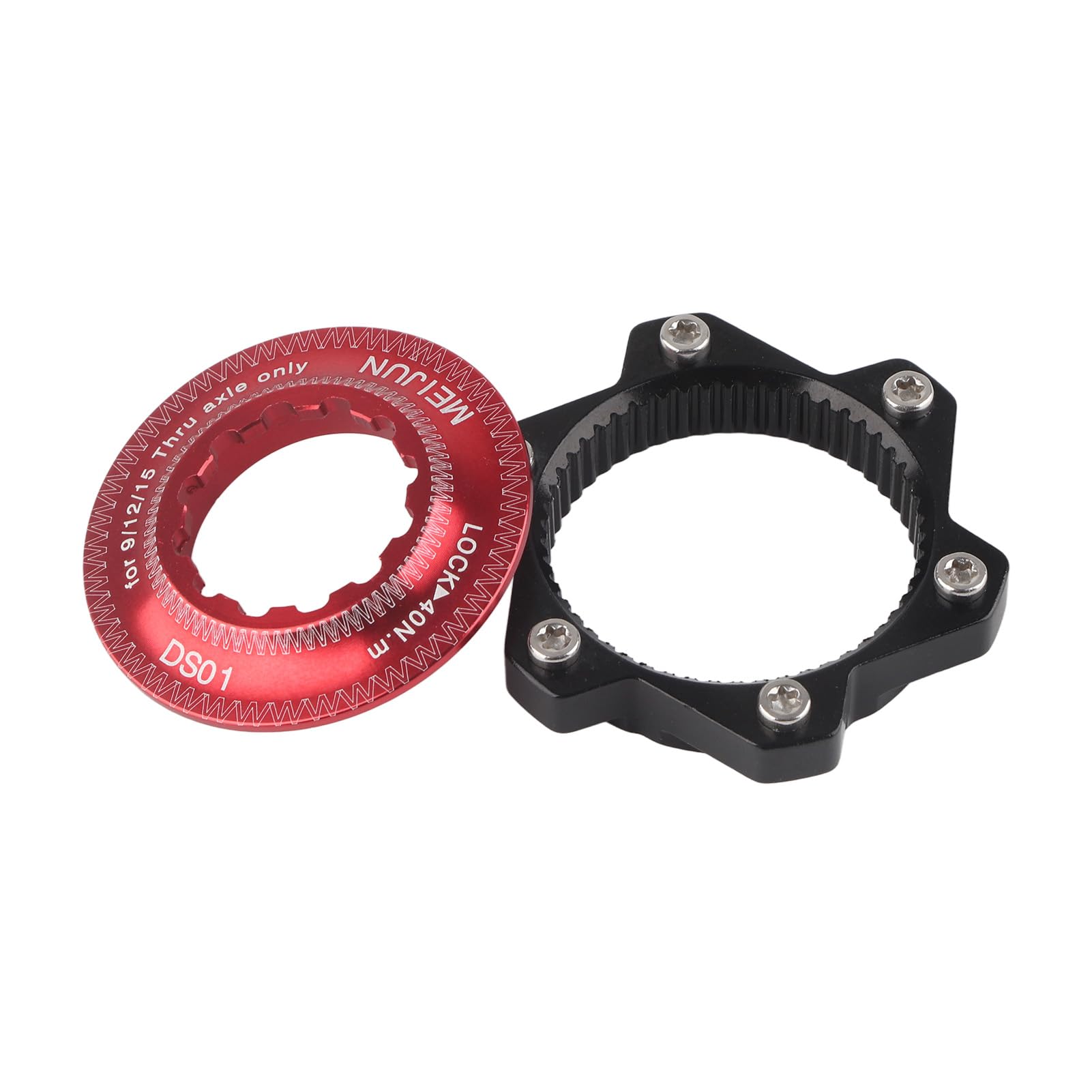 SUNGOOYUE Brake Center Lock Adapter, Center-Lock Hubs Disc Brake Rotor for Converting Center-Lock Hubs to fit Rotors(Red&Black)