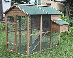 Ardinbir Deluxe 79" Wood Chicken Coop Backyard Hen Run House 4-6 Chicken Ne