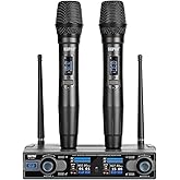 SGPRO Dual Handheld Wireless Microphone System 262Feet 90 Preset UHF Frequencies, Bodypack, Head-Worn & Lavalier Mics for Live Performance, Karaoke, DJ, Church, Classroom & PA Systems (D-332HH)