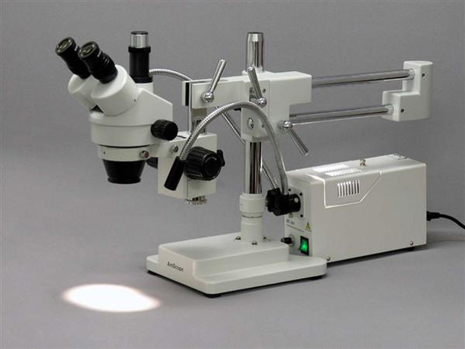 AmScope 150W Fiber Optic Dual Gooseneck Microscope Illuminator, Black - Image 4
