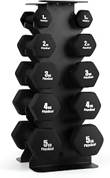 PhysKcal 30kg All Black Dumbbell Set 5 Pairs with Steel Rack view 1