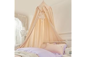 THREENTDAY Bed Canopy for Kids, Girls Bed Curtain Bed Room Decor Hanging House Castle Reading Nook Dreamy Canopy(Light Yellow)