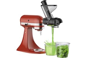 Heiolkako Masticating Juicer Attachment for KitchenAid Stand Mixer, Cold Press Juicer machines with Dual Feed Chute, Slow Masticating Juicer, Attachment for Kitchenaid Mixers