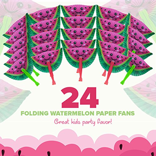 M & M Products Online 24-Pack Watermelon Paper Fans