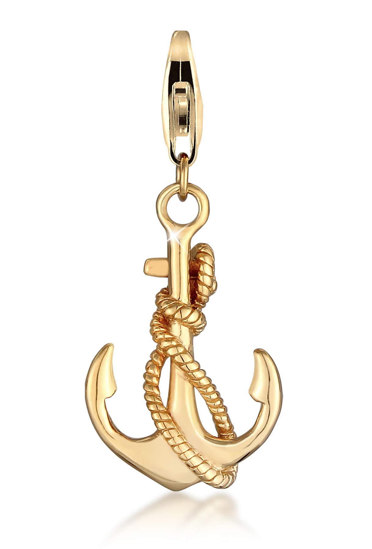 Nenalina 0403511720 Golden Anchor Lobster Clasp Charm Pendant for Charm Bracelet 925 Sterling Silver