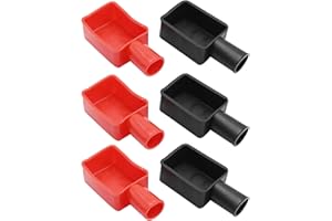 DUZFOREI 3 Pair Battery Terminal Caps, 3 Positive and 3 Negative Top Post Covers Wire Connector Covers for Cars E-Bikes Truck