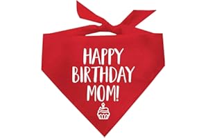 TEES & TAILS Happy Birthday Mom! Dog Bandana (Red, OS 168)