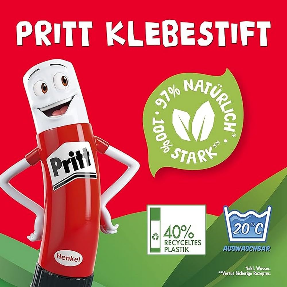 Pritt Klebestift, sicherer und kinderfreundlicher Bastelkleber für Kunst und Bastelarbeiten, starker Kleber für Schule & Bürobedarf, 5x43g Pritt Stift (Packung mit 2) 4