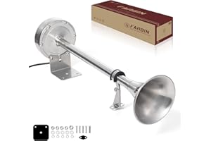 FARBIN Boat Horn Marine 12V Stainless Steel Single Trumpet Boat Horn Waterproof Electric Horn for Ships Boats Sailboats Yacht